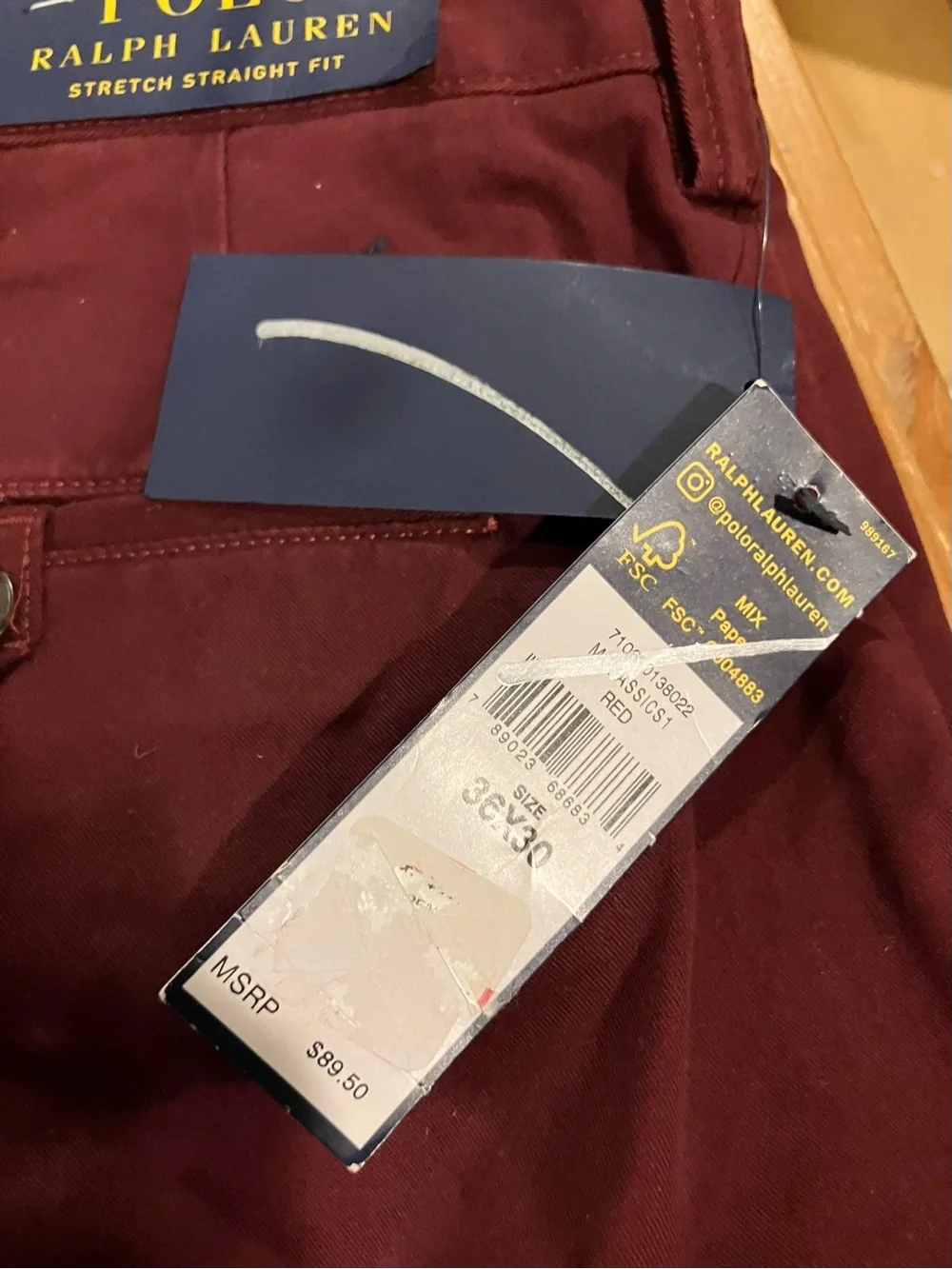 NWT Lot of 2 Men's Chinos - Black Brown 1826 Olive Green & Polo Ralph Ref 36/30